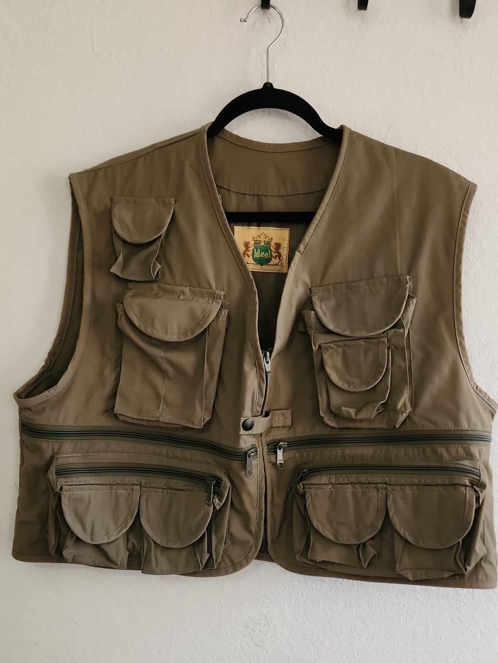 Vintage Ideal Fishing Vest XL 46 48 Safari Tactical Utility Pocket Olive Green